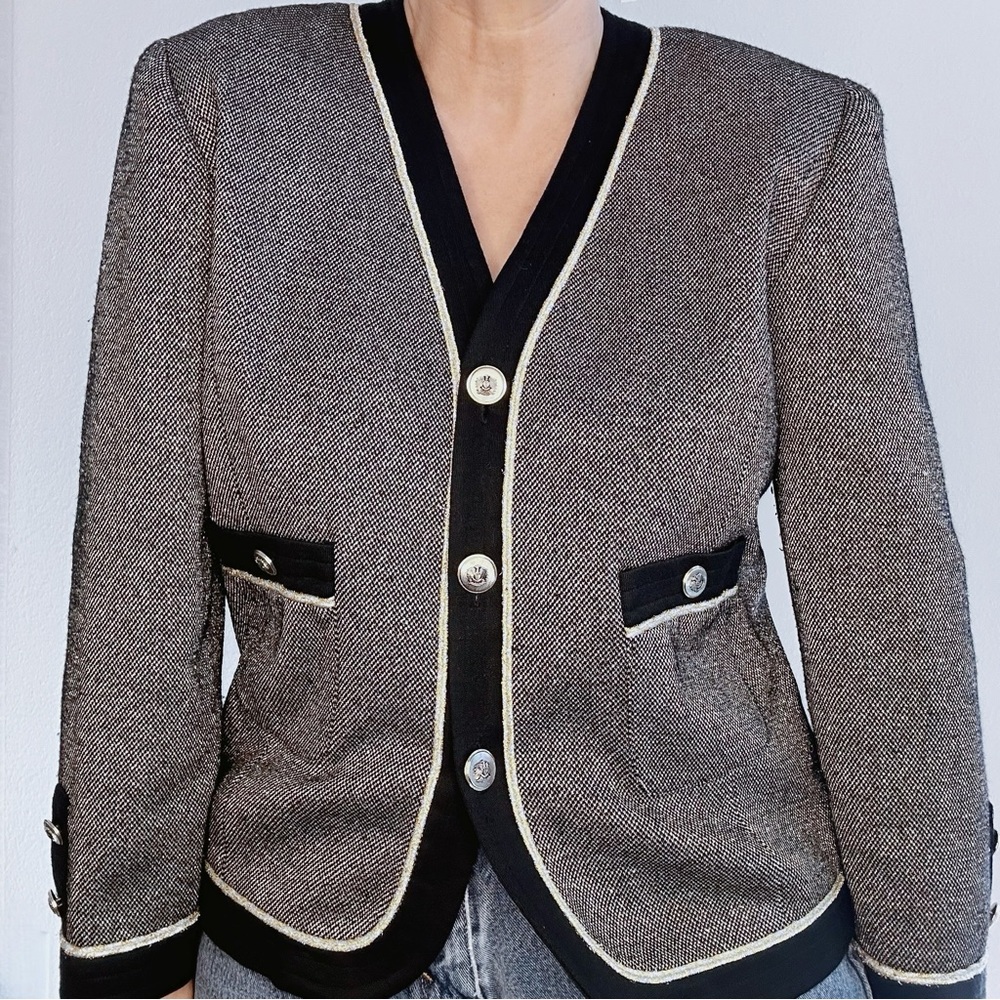 Vintage Ancora Black and Gold Lurex Boxy Knit Jacket/Blazer